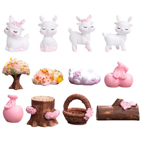 12-teilige Süße Rosa Hirsch-Kuchendekorationen Und DIY-Gartenornamente 12-teilige Süße Rosa Hirsch-Kuchendekorationen Und DIY-Gartenornamente von Zeyeo