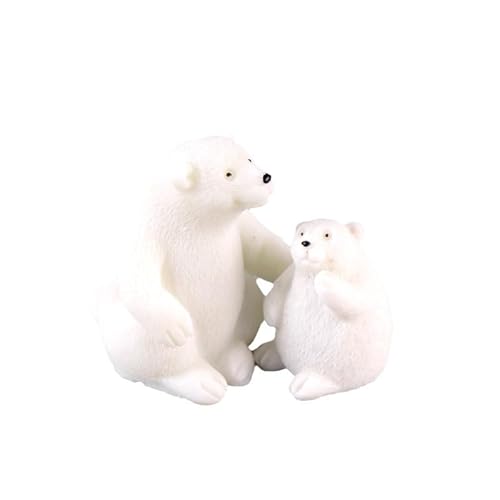 2er-Pack Eisbär-Mutter-Kind-Statuen, DIY-Schlüsselanhänger-Zubehör, Auto- Und Kuchendekorationen von Zeyeo