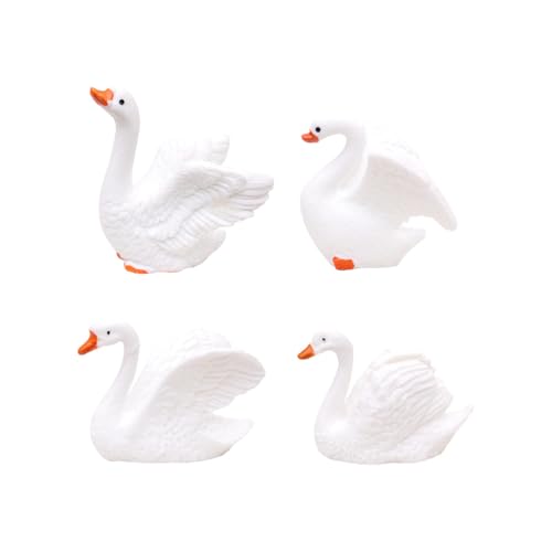 4er-Pack Mini-Figuren In Form Eines Weißen Schwans, Gartenlandschafts- Und Schreibtischdekoration von Zeyeo