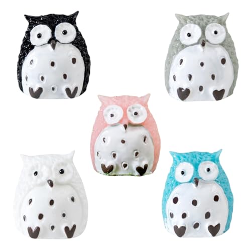 5er-Pack Eulen-Mini-Tierstatuen, DIY-Garten-Landschaftsbau-Dekor-Ornamente von Zeyeo