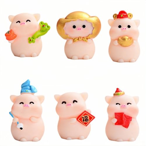 6er-Pack Glückliche Kleine Schweinestatuen Für DIY-Gartendekorationen 6er-Pack Glückliche Kleine Schweinestatuen Für DIY-Gartendekorationen von Zeyeo