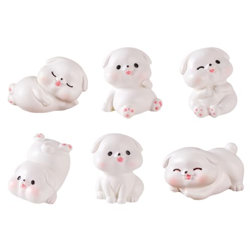 6er-Pack Miniatur-Cartoon-Figuren In Form Eines Weißen Hundes Für Heimwerker, Auto- Und Schreibtischdekoration 6er-Pack Miniatur-Cartoon-Figuren In Form Eines Weißen Hundes Für Heimwerker, Auto- Und Schreibtischdekoration von Zeyeo