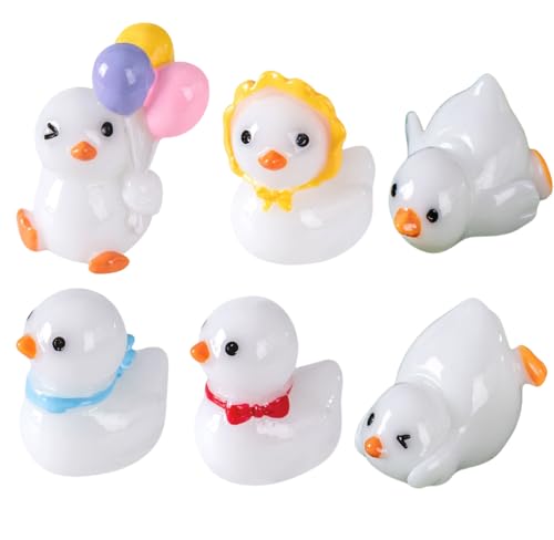 6er-Pack Verspielte Mini-Statuen In Form Weißer Enten, DIY-Dekorationen Für Ökologische Gartengestaltung 6er-Pack Verspielte Mini-Statuen In Form Weißer Enten, DIY-Dekorationen Für Ökologische Gartengestaltung von Zeyeo