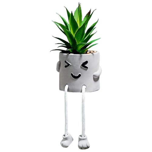 Miniatur-Schüchtern-Modell-Ornamente, Saftiges Topfdekor, Kleine Hängende Fußpuppe Für Grüne Pflanzen Im Büro(Smiley Face) von Zeyeo