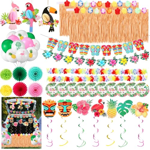 Zeyune 58 Stück Hawaii Auto Dekoration Kit Hawaii Luau Party Dekoration einschließlich 2,7 m Luau Gras Tischrock Tropische Blume Girlanden Hängende Banner Wirbel Luftballons Aloha Teller Zeyune 58 Stück Hawaii Auto Dekoration Kit Hawaii Luau Party Dekoration einschließlich 2,7 m Luau Gras Tischrock Tropische Blume Girlanden Hängende Banner Wirbel Luftballons Aloha Teller von Zeyune