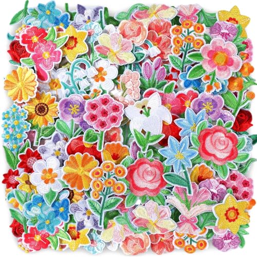 Zeyune Mini-Blumen-Aufnäher zum Aufbügeln, bestickt, Frühlingsblumen, zum Aufbügeln, Rose, Sonnenblume, Gänseblümchen, Lilie, Tulpe, Pfingstrose, Applikation zum Aufnähen für Hut, Rucksack, Kleidung Zeyune Mini-Blumen-Aufnäher zum Aufbügeln, bestickt, Frühlingsblumen, zum Aufbügeln, Rose, Sonnenblume, Gänseblümchen, Lilie, Tulpe, Pfingstrose, Applikation zum Aufnähen für Hut, Rucksack, Kleidung von Zeyune