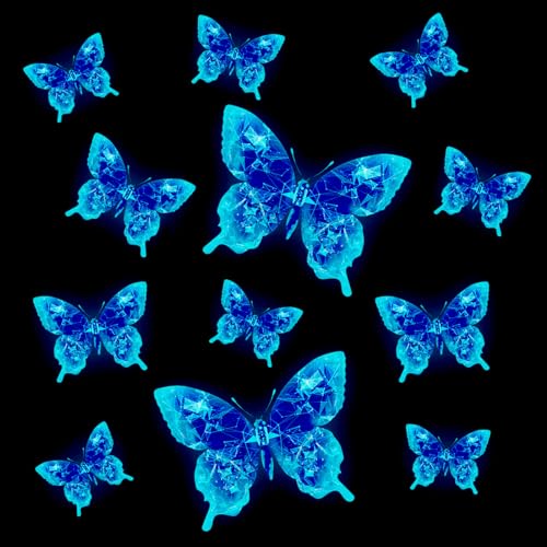 12 Stück Fluoreszierende Aufkleber 3D Schmetterlinge Leuchtend Wandtattoo Leuchtend Schmetterling Wandaufkleber Schmetterlinge Deko für Wohnzimmer Schlafzimmer Kinderzimmer Wanddeko Blau 12 Stück Fluoreszierende Aufkleber 3D Schmetterlinge Leuchtend Wandtattoo Leuchtend Schmetterling Wandaufkleber Schmetterlinge Deko für Wohnzimmer Schlafzimmer Kinderzimmer Wanddeko Blau von Zfseyuh
