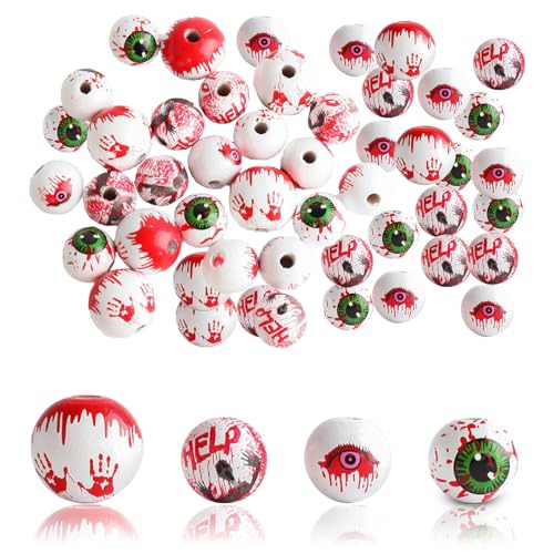 Zfseyuh 80Stk Holzperlen mit Gesicht, 20mm 16mm Gehäkelt Holzperlen mit Loch zum Auffädeln Holzkugeln für DIY Dekorationen Basteln,Holzperlen Halloween,Schmuck Makramee Zfseyuh 80Stk Holzperlen mit Gesicht, 20mm 16mm Gehäkelt Holzperlen mit Loch zum Auffädeln Holzkugeln für DIY Dekorationen Basteln,Holzperlen Halloween,Schmuck Makramee von Zfseyuh