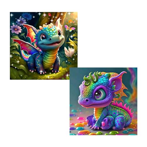 Zfseyuh Diamond Painting Drache,Diamond Painting Set,30x30cm Diamant Painting Bilder,DIY Diamant Kunst Malerei Stickerei Set,Wand Dekor von Zfseyuh