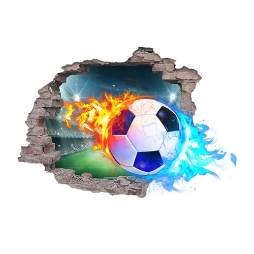 Zfseyuh Fußball Wandtattoo 3D Wandsticker Fussball Kinderzimmer Jungen Selbstklebende Durchbruch Poster Junge für Jugendzimmer Kinderzimmer Teenager Schlafzimmer von Zfseyuh