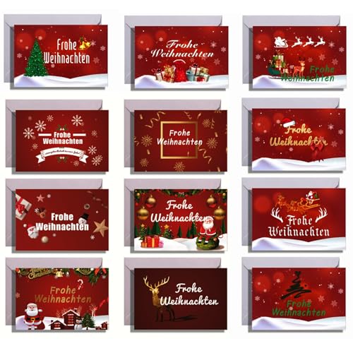 Zfseyuh Weihnachtskarten Set 24 Stück A6 Weihnachtskarten mit Umschlag Set Weihnachtspostkarten Grußkarten Weihnachten Klappkarten Weihnachten Weihnachtspostkarten für Familie Freunde Kunden von Zfseyuh
