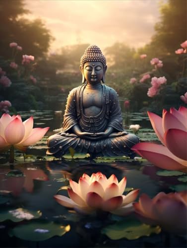 Buddha-Figur Diamond Painting, Diamond Painting Set Lotus Daiments Painting Erwachsene Groß 60x80cm, Diamond Art Painting Kinder Stickerei Kreuzstich Diamond Painting Set, Wand Zimmer Deko Aesthetic Buddha-Figur Diamond Painting, Diamond Painting Set Lotus Daiments Painting Erwachsene Groß 60x80cm, Diamond Art Painting Kinder Stickerei Kreuzstich Diamond Painting Set, Wand Zimmer Deko Aesthetic von Zgcoyeo