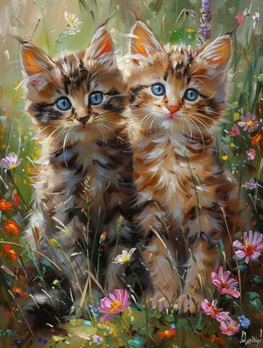 Katze Diamond Painting Tier Diamond Painting Erwachsene, 5D Diamanten Malerei Bilder Kinder Anfänger DIY Vollbohrer Kristall Stickerei Kreuzstich Bastelset für Home Wand Deko Geschenke 50x70cm -22uW von Zgcoyeo
