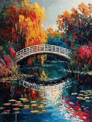 Landschaft Diamond Painting Brücke Diamant Painting Bilder Kinder Erwachsene DIY 5D Vollbohrer Diamant Malerei Stickerei Kreuzstich Mosaikherstellung Basteln für Zimmer Deko Wohnzimmer 50x70cm -h653 von Zgcoyeo