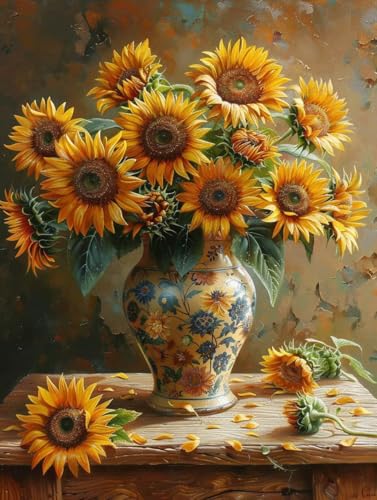 Sonnenblume Diamond Painting Blume Diamond Painting Erwachsene, 5D Diamanten Malerei Bilder Kinder Anfänger Vollbohrer Kristall Stickerei Kreuzstich Bastelset Home Wand Deko Geschenke 30x40cm -60g7 von Zgcoyeo