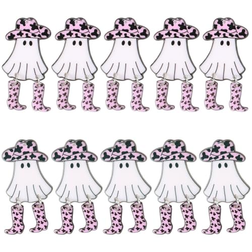 Zghhc 10 Stück/Set Halloween-Geist-Charms, Lustiger Acryl-anhänger Wandelndem Geist Für Schmuck, Halskette, Ohrringe, Geschenkherstellung, Basteln von Zghhc