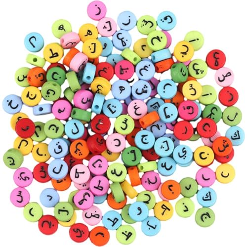 Zghhc 100 Stück Bunte Acrylperlen, 7 Mm, Arabische Alphabet-perlen, Lose Distanzperlen, Gemischte Arabische Perlen Für DIY-schmuckherstellung von Zghhc