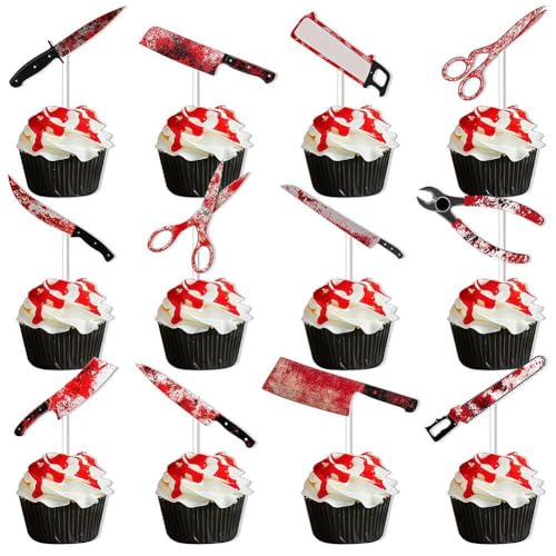 Zghhc 12 Stück Messer-Cupcake-Topper, Halloween-kuchendekorationen, Horror-blutmesser-Cupcake-Topper, Killer-geburtstagskuchen-Dekorationen Für Halloween-blutmesser-Thema Zghhc 12 Stück Messer-Cupcake-Topper, Halloween-kuchendekorationen, Horror-blutmesser-Cupcake-Topper, Killer-geburtstagskuchen-Dekorationen Für Halloween-blutmesser-Thema von Zghhc