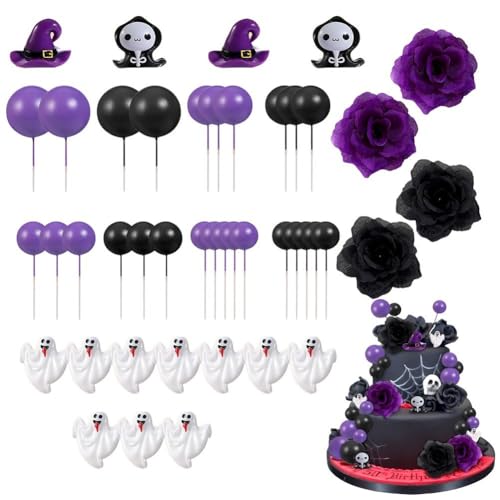 Zghhc 44 Stück Halloween-Blumen-kuchenaufsatz, Gothic-kuchendekoration, Rosengeist-kuchenaufsatz, Todeskuchen-Dekorationen Rosengeist Und Luftballons Für Party Und Geburtstag Zghhc 44 Stück Halloween-Blumen-kuchenaufsatz, Gothic-kuchendekoration, Rosengeist-kuchenaufsatz, Todeskuchen-Dekorationen Rosengeist Und Luftballons Für Party Und Geburtstag von Zghhc