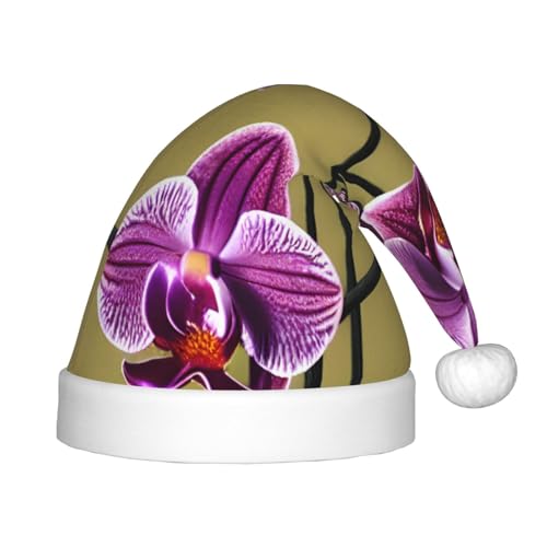 ZhRiYan Schöne Orchideen Classic Santa Xmas New Year Party Kopfbedeckung - Warmer Urlaub Hut - Perfekte Kopfschmuck für Weihnachten, Halloween von ZhRiYan