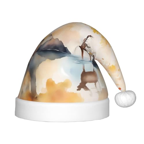 ZhRiYan Schöner Hirsch Classic Santa Xmas Neujahr Party Kopfbedeckung - Warme Feiertagsmütze - Perfekte Kopfbedeckung für Weihnachten, Halloween von ZhRiYan