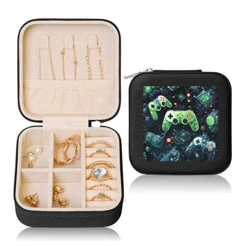 ZhRiYan Schwarze quadratische Leder-Schmuckschatulle mit Gamepad-Version, bedrucktes Schmuckkästchen – Reise-Edelstein-Kollektion, ideales Geburtstags- und Valentinstagsgeschenk ZhRiYan Schwarze quadratische Leder-Schmuckschatulle mit Gamepad-Version, bedrucktes Schmuckkästchen – Reise-Edelstein-Kollektion, ideales Geburtstags- und Valentinstagsgeschenk von ZhRiYan