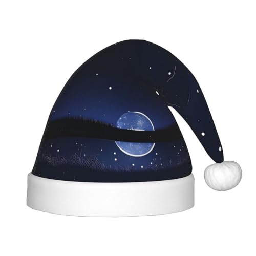 ZhRiYan Serene Blue Night View Classic Santa Xmas New Year Party Headwear - Warm Holiday Hat - Perfect Headpieces for Christmas, Halloween von ZhRiYan