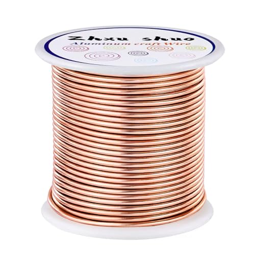 ZhXu Shuo Aluminiumdraht, 12 Gauge (2 mm), eloxierter Metalldraht für Bonsai-Ankerarbeiten, Modellieren, Schmuck, Basteln, Perlenstickerei, Blumen, Kupfer, 12 Gauge) von ZhXu Shuo