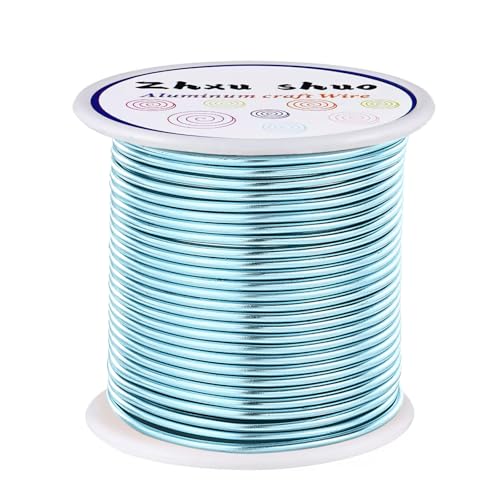 ZhXu Shuo Aluminiumdraht, 12 Gauge (2 mm), eloxierter Metalldraht für Bonsai-Ankerarbeiten, Modellieren, Schmuck, Basteln, Perlenstickerei, Blumenmuster, Eisblau, 12 Gauge von ZhXu Shuo