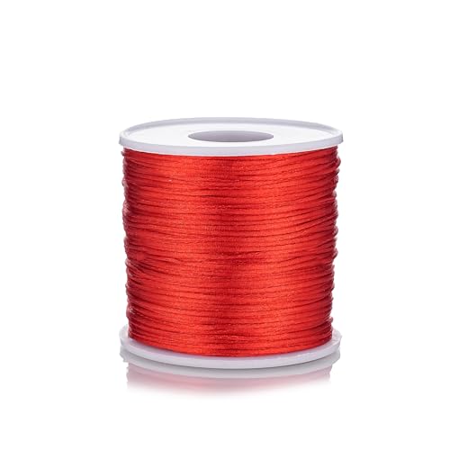 ZhXu Shuo Nylon-Satin-Kordel, 1 mm, Rattail-Kordel – 91 m, chinesische Nylonschnur für Rattenschwanz, Seidenschnur für Armband, Halskette, Schmuckherstellung, Makramee-Besatz, Rot von ZhXu Shuo