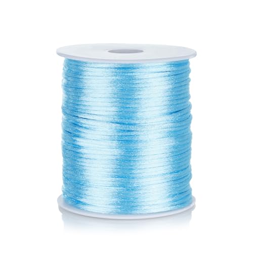 ZhXu Shuo Nylon-Satinschnur, 2 mm, himmelblaue Schnur, 91,4 m, chinesische Nylonschnur, Rattenschwanz, Seidenschnur für Armband, Halskette, Schmuckherstellung, Makramee-Besatz, BE-02 von ZhXu Shuo