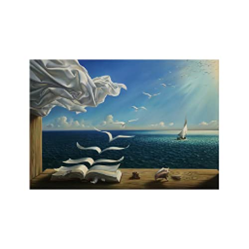Salvador Dali Famous The Waves Book Segelboot Gemälde Surrealismus Leinwand Kunst Poster und Drucke Wandkunst für Wohnkultur 40x50cm(16x20in) Rahmenlos von Zhadongli Art