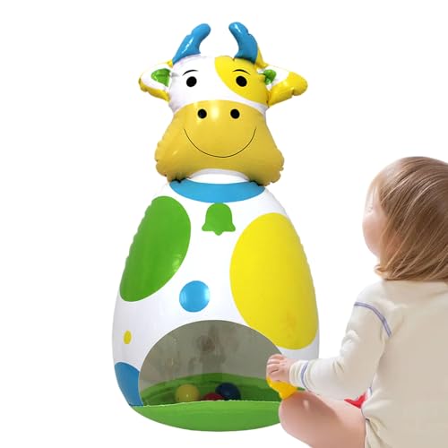 Zhadyu Aufblasbare Kuh - 3-D Baby Wackelspielzeug | Aufblasbare Kuhfigur Kinder Spiel Mit Mehreren Funktionen Für Zuhause Reise Geburtstag Klassenzimmer Schlafzimmer Mädchen Gartenaktivitäten von Zhadyu