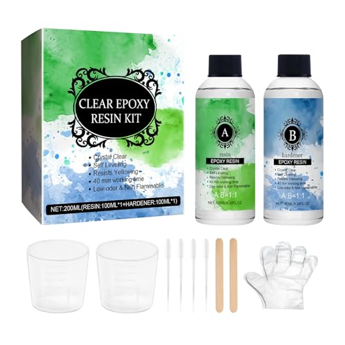 Zhadyu Harz Set 2X88ml,Bastel Harz Epoxidharz Set Klar - Gelbstichbeständig Selbstnivellierend Hochglanz Für Bastelarbeiten Reparatur Schmuck von Zhadyu