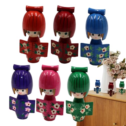 Zhadyu Holzfiguren,Japanische Kimono Holzfiguren | 6 Teilige Sammelfiguren Deko Für Schreibtisch Wohnzimmer Schlafzimmer Zhadyu Holzfiguren,Japanische Kimono Holzfiguren | 6 Teilige Sammelfiguren Deko Für Schreibtisch Wohnzimmer Schlafzimmer von Zhadyu