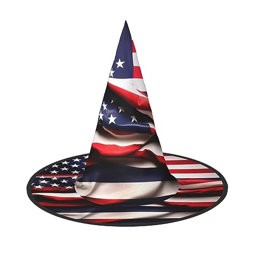 ZhanMg Amerikanische Flagge Halloween Party Hüte - Hexenhut Kostüm Zubehör Festliche Maskerade & Cosplay Verkleiden Faltbar von ZhanMg