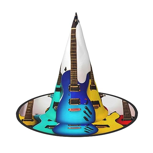 ZhanMg Bunte Gitarren Halloween-Partyhüte – Hexenhut, Kostümzubehör, festliche Maskerade und Cosplay-Verkleidung, faltbar ZhanMg Bunte Gitarren Halloween-Partyhüte – Hexenhut, Kostümzubehör, festliche Maskerade und Cosplay-Verkleidung, faltbar von ZhanMg