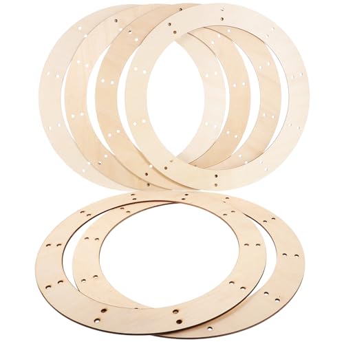 6-teiliges rundes Holz-Kranzrahmen-Set, unlackierte Holz-Bastelringe für Heimwerker, Weihnachten, Hochzeitsdekoration (20 x 20 x 0,20 cm) von ZhangJJJJJJJ
