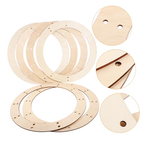 6-teiliges rundes Holz-Kranzrahmen-Set, unlackierte Holz-Bastelringe für Heimwerker, Weihnachten, Hochzeitsdekoration (25 x 25 x 0,20 cm) von ZhangJJJJJJJ