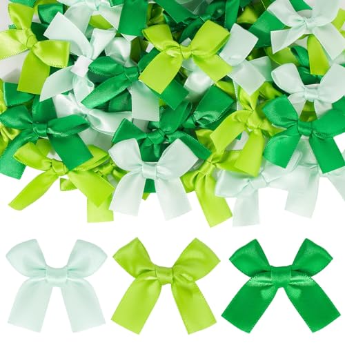 Mini-Schleifen, Satin, 5 cm Schleife, mit Aufklebern, für Hochzeit, Taufe, Geburtstag, Basteln, Nähen, Geschenke, 60 Stück (Farbe C) von ZhangJJJJJJJ