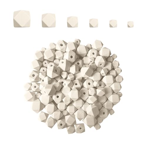 Natürliche Holzperlen, unlackierte Holzperlen, geometrisches Sechseck, für Bastelarbeiten, Schmuckherstellung, Heimdekoration (6 Größen) von ZhangJJJJJJJ
