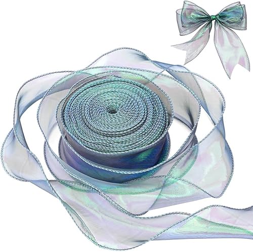 Zhangfang Schillerndes grünes Chiffonband - 2,4 Zoll breit x 40 Yards - Glitzernd, perfekt für Geschenkverpackungen! von Zhangfang