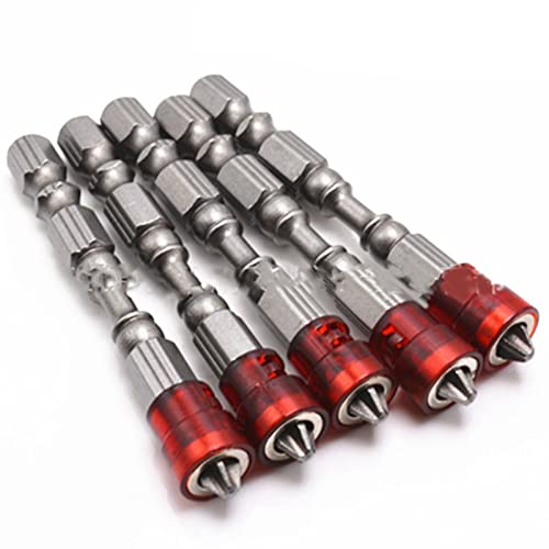 10 Stück Schraubendreher-Bits, 65 mm, lang, stark, magnetisch, rutschfest, Kreuzschraubendreher (rot) von Zhangpu
