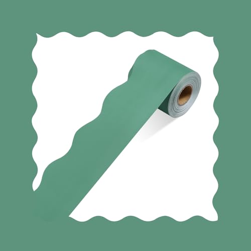 Zhanmai Bordüren für Pinnwand-Dekoration, bunte gewellte Pinnwand-Bordüre, Rollen für Klassenzimmer, Arbeitsplatz, Büro, Schule, Poster-Dekoration (grün, 18 m) von Zhanmai