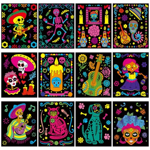 Zhanmai Samt-Malposter, Tag der Toten, flauschiger Samt, Ausmalposter, Halloween, flauschige Malbögen, Bastelposter für Familien-Bastelprojekte zum Ausmalen und Teilen, 48 Stück Zhanmai Samt-Malposter, Tag der Toten, flauschiger Samt, Ausmalposter, Halloween, flauschige Malbögen, Bastelposter für Familien-Bastelprojekte zum Ausmalen und Teilen, 48 Stück von Zhanmai