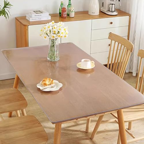 Klarer, Matter Tischplattenschutz, 1,0mm Dick, Klarer, Matter, Wasserfester PVC-Tischdeckenschutz, Abwischbare, Durchsichtige Kunststoff-Tischdecke (40x130cm/16x51in) von Zhaomi