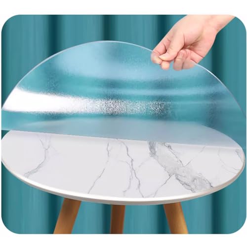 Transparente, Mattierte, Runde PVC-Tischdecken-Schutzfolie, 1,5 Mm Runde, Transparente, Mattierte Kunststoff-Tischdecke, Runder, Transparenter, Mattierter Tischschutz (Diameter 120cm/47in) von Zhaomi