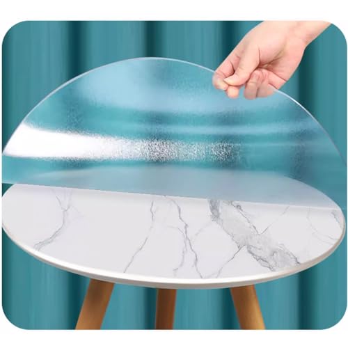 Zhaomi Transparente, Mattierte, Runde PVC-Tischdecken-Schutzfolie, 1,5 Mm Runde, Transparente, Mattierte Kunststoff-Tischdecke, Runder, Transparenter, Mattierter Tischschutz (Diameter 65cm/26in) von Zhaomi
