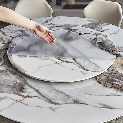 Zhaomi Runde Tischdecke Aus Transparentem, Gefrostetem PVC, 1 Mm Dicker Runder Esstisch, Wasserfeste PVC-Schutzunterlage Für Transparente, Gefrostete Tischplatte (Diameter 140cm/55in) von Zhaomi