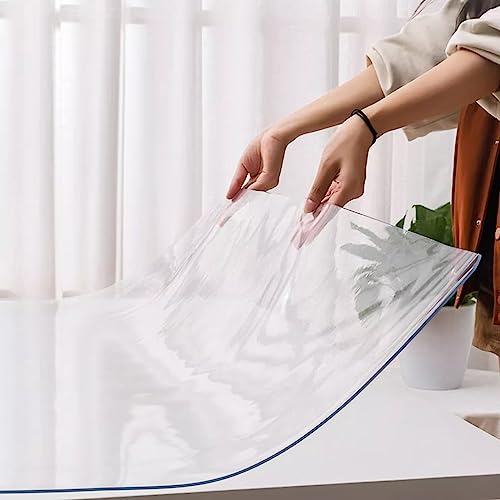 Zhaomi Transparente PVC-Tischschutzfolie, 0,8 Mm wasserdichte Und Geruchlose Transparente Tischdecke Mit Abgeschrägter Kante, Abwischbare Transparente Tischdeckenabdeckung (90x210cm/35x83in) von Zhaomi